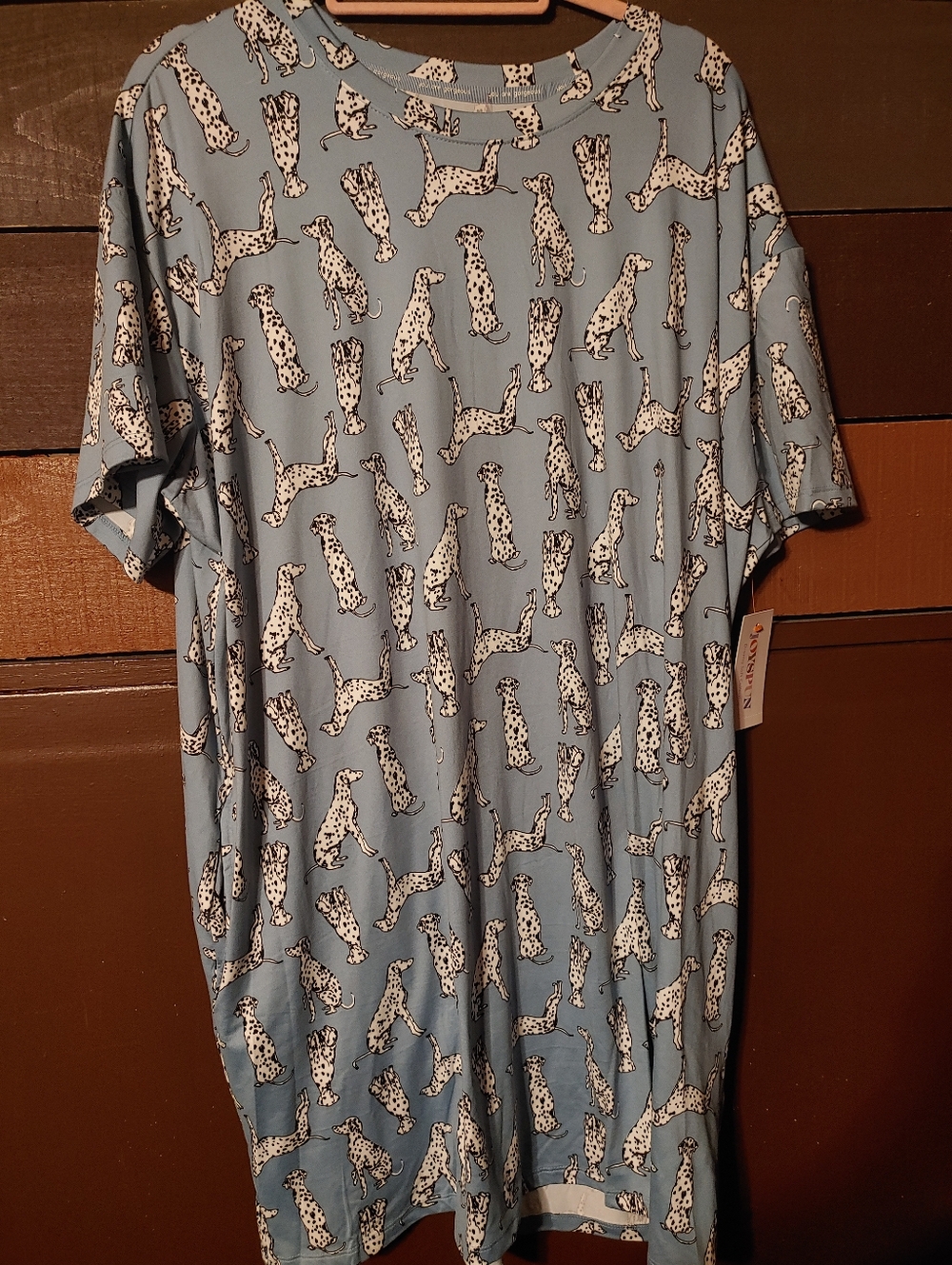 NWT Joyspun Slate Blue Dalmation Multiple Sizes short Sleeve Nightshirt